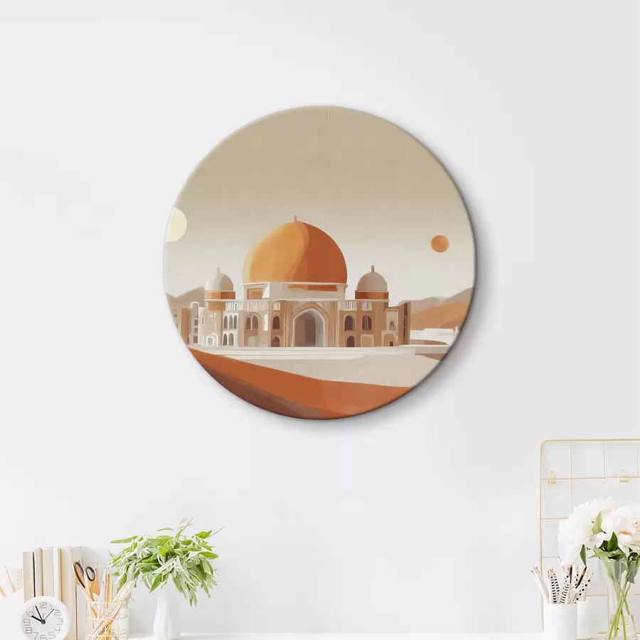 Glezna Ēka ar kupolu un tuksneša ainavu r37815