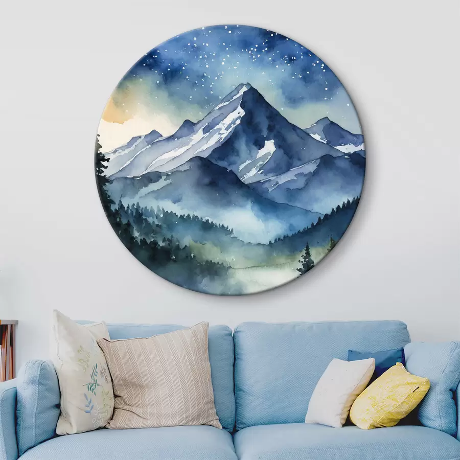 Glezna Majestātiskie kalni zem zvaigžņotām debesīm r37945