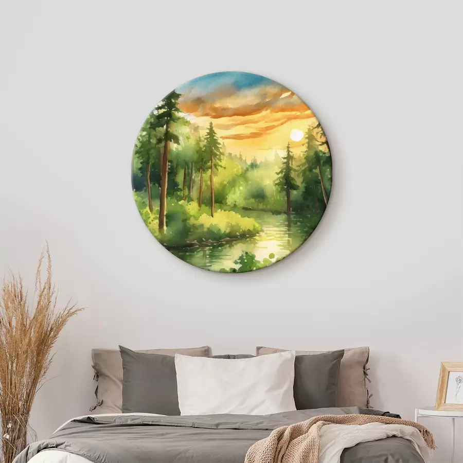 Glezna Mierīgs mežs pie mierīgas upes r37950