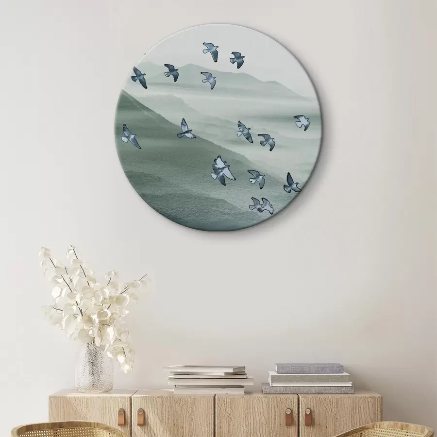 Glezna Putnu pulks lido pāri kalniem r38069