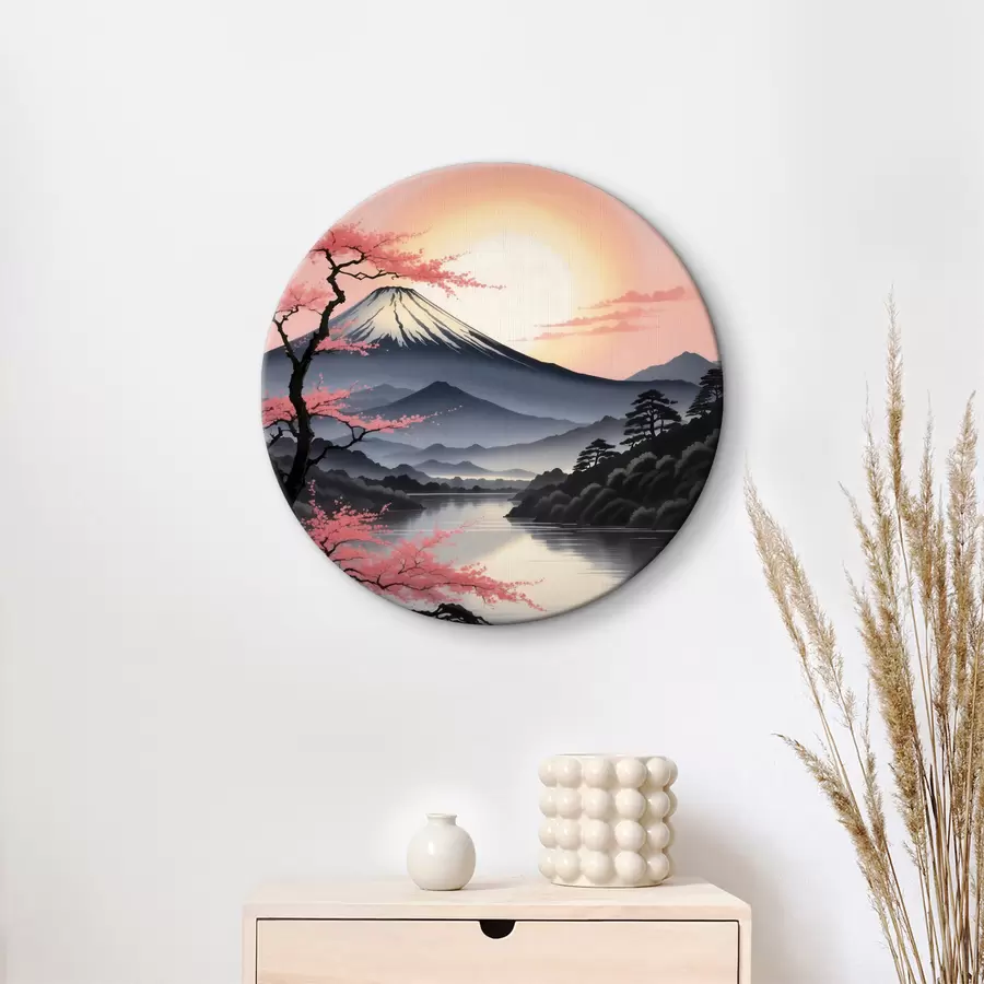 Glezna Kalns ar ezeru un kokiem r38100