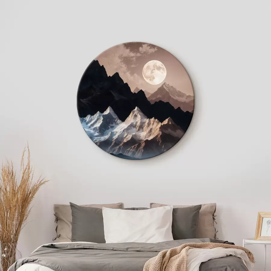 Glezna Mēness virs kalniem un mākoņiem r38122