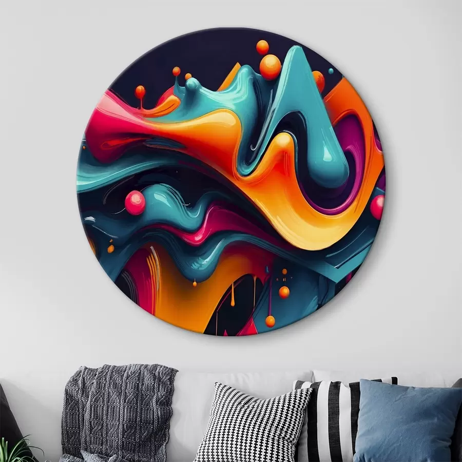 Glezna Krāsainas abstraktas šķidruma formas ar spilgtiem toņiem, dinamiska un sirreāla kompozīcija r38163