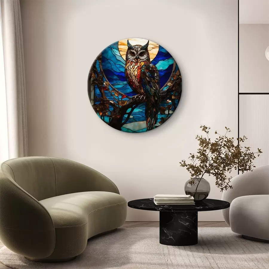 Glezna Vitrāžas pūce uz koka zara r38185