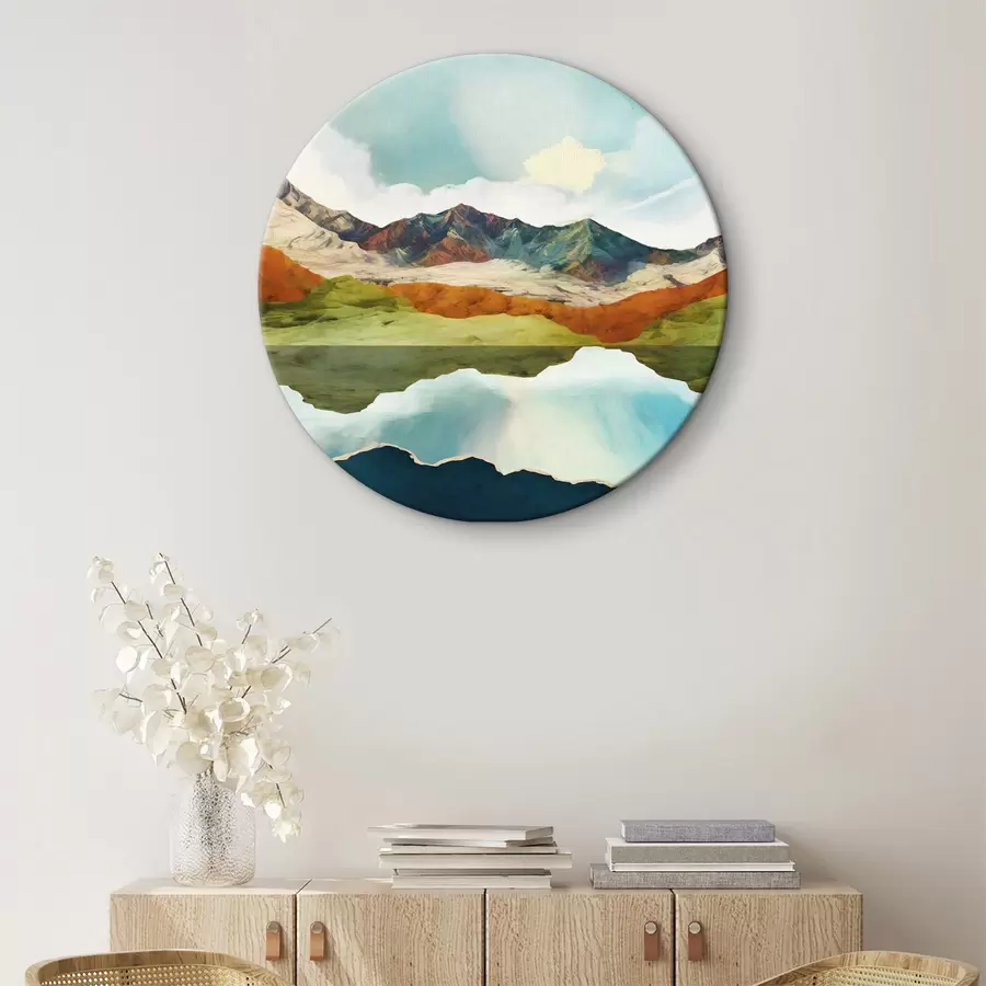 Glezna Ūdens atspulgs kalnos un debesīs r38193