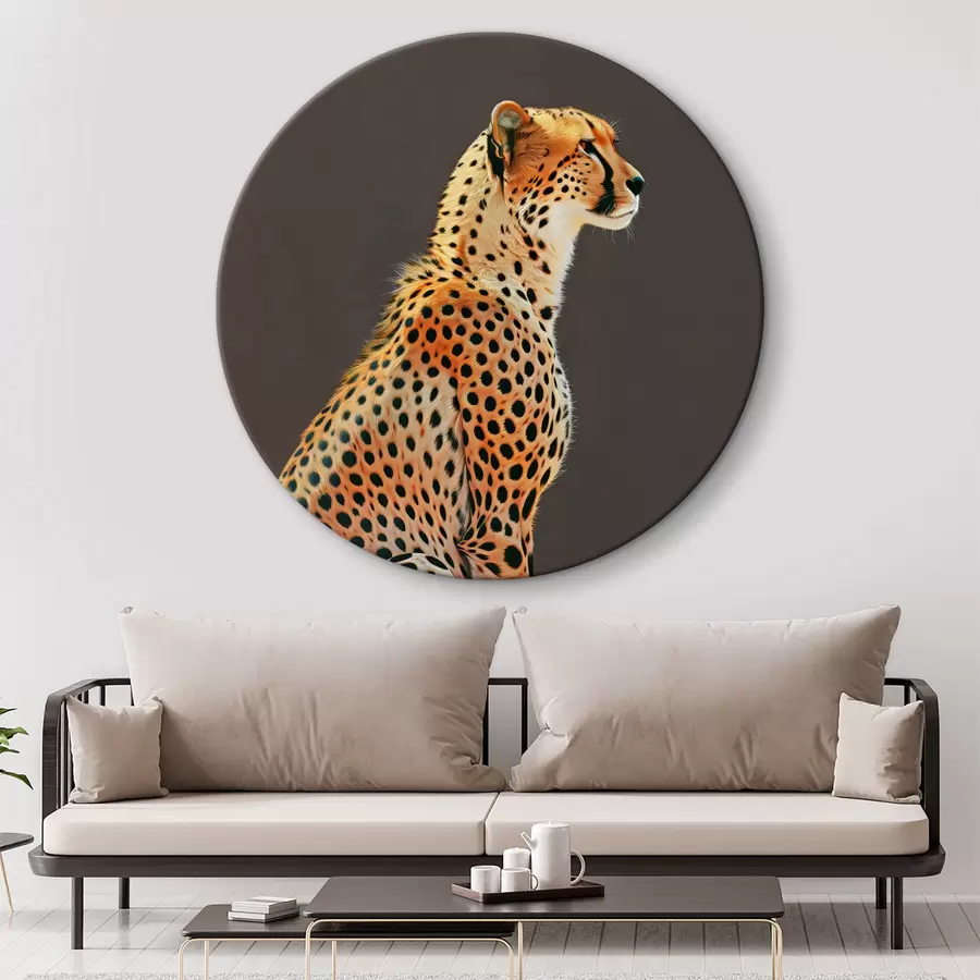 Glezna Gepards sēž un skatās tālumā r38256