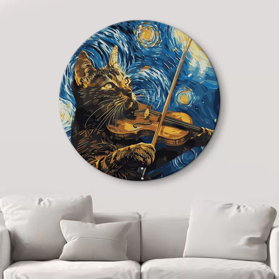 Glezna Kaķis spēlē vijoli r38265