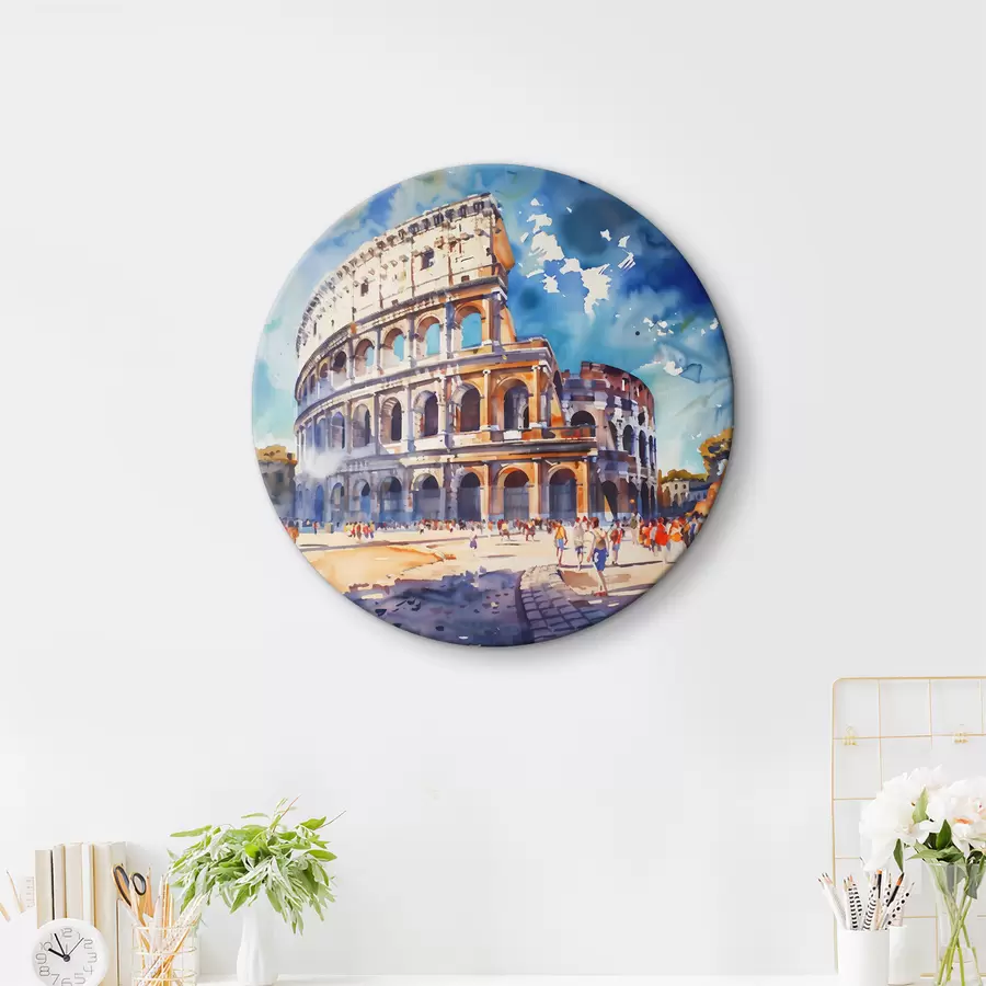 Glezna Lielas ēkas akvarelis ar daudzām arkām r38326