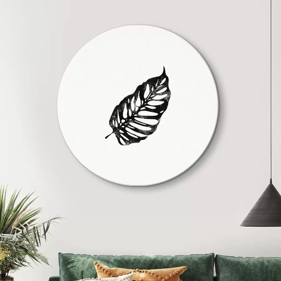 Glezna Melna lapa uz balta fona r38347