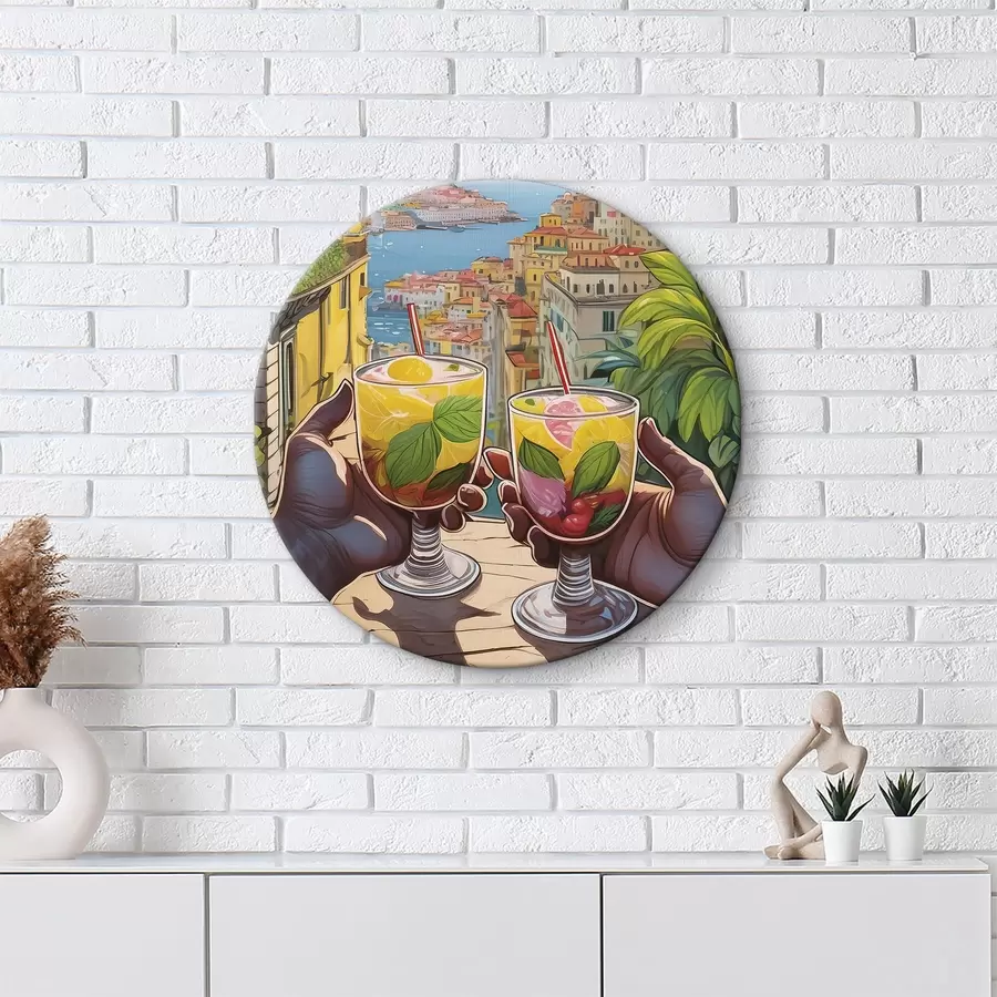 Glezna Pāri rokās tur glāzes ar augļiem un lapām r38405