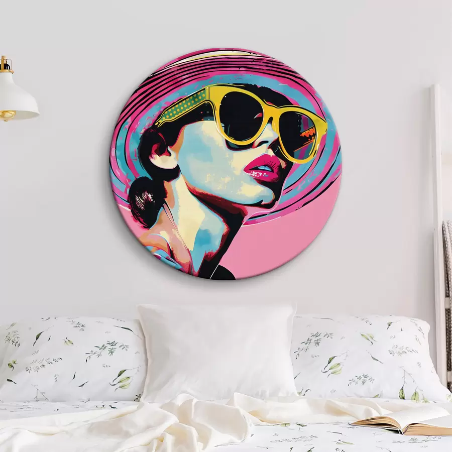 Glezna Stilīgas sievietes ar saulesbrillēm krāsains portrets r38508