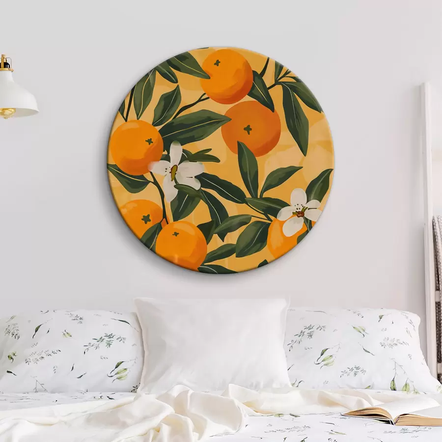 Glezna Oranžu un baltu ziedu raksts r38513