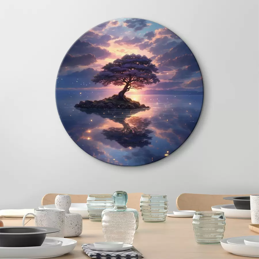 Glezna Koks uz nelielas saliņas ūdenī r38578