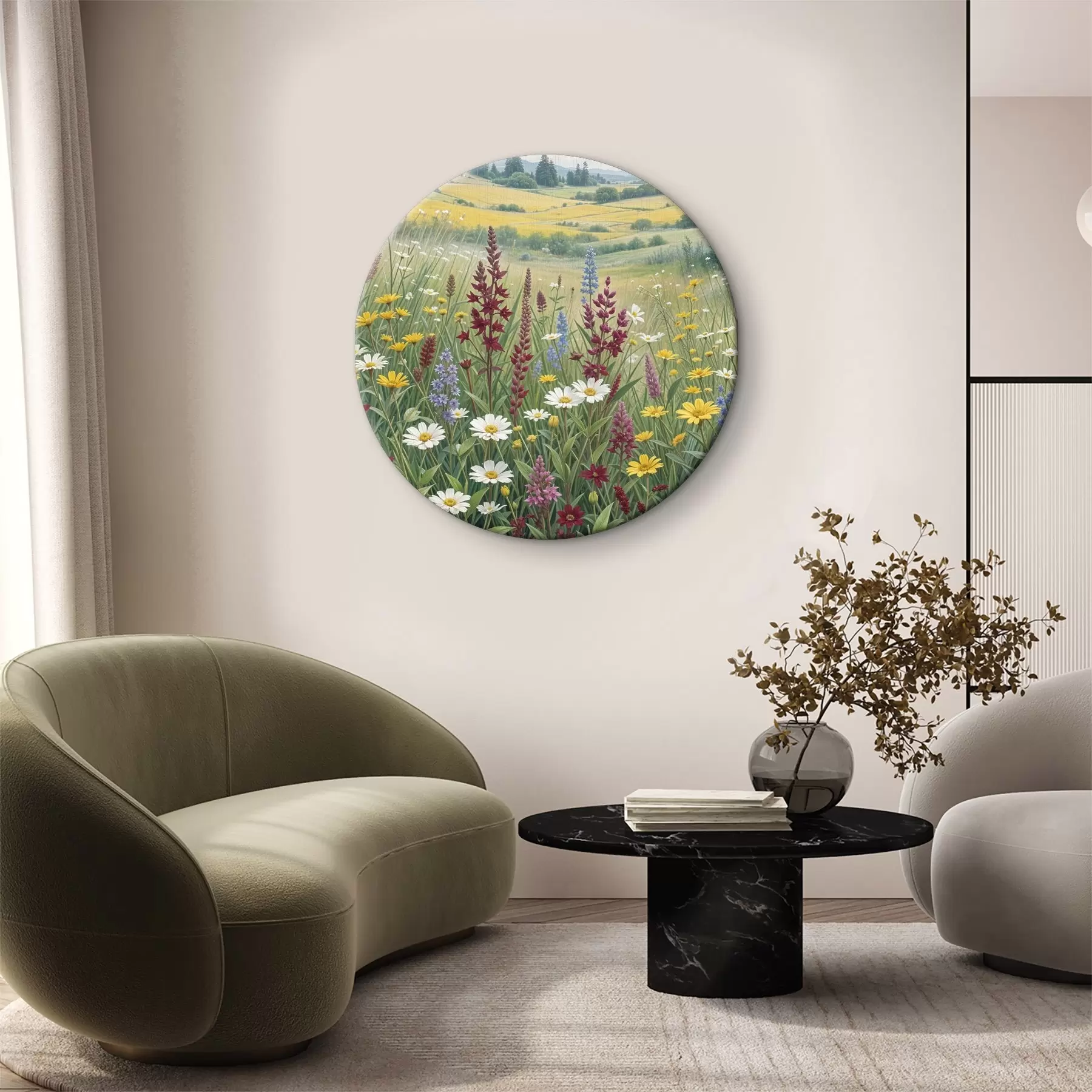 Glezna Sulīga, krāsaina pļava ar dažādiem savvaļas ziediem r39407