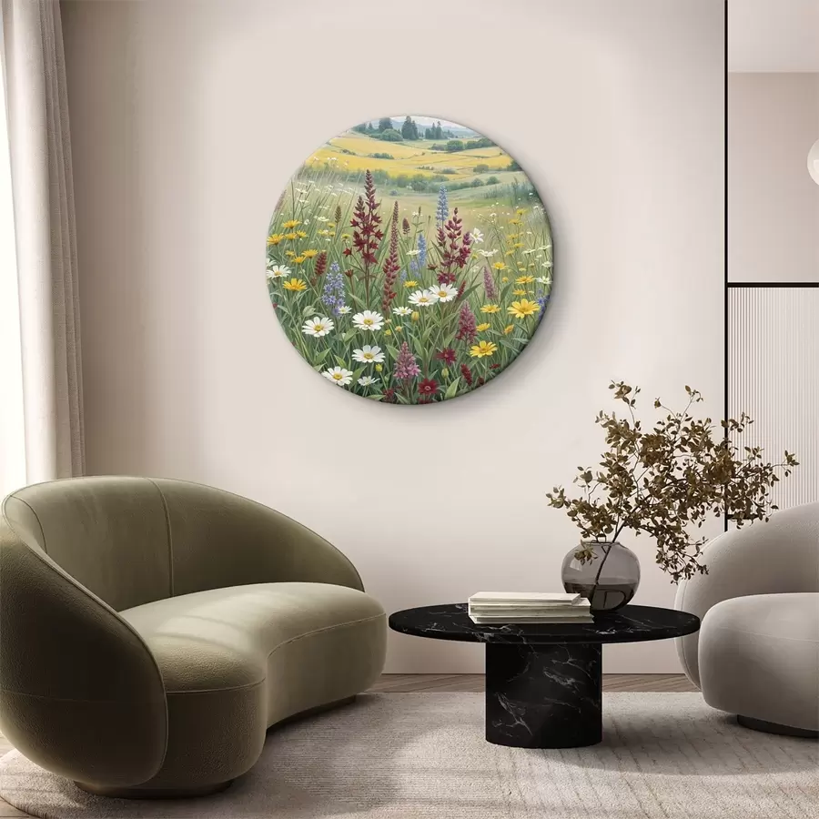 Glezna Sulīga, krāsaina pļava ar dažādiem savvaļas ziediem r39407