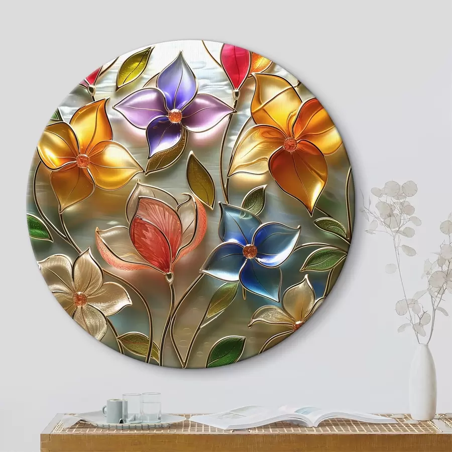 Glezna Vitrāžas orhidejas, kas spīd saulē r39447