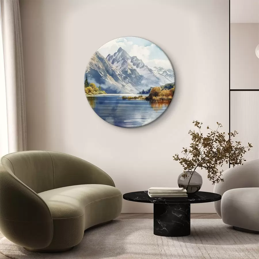 Glezna Rudens ainava ar kalniem, upi, kokiem r40309