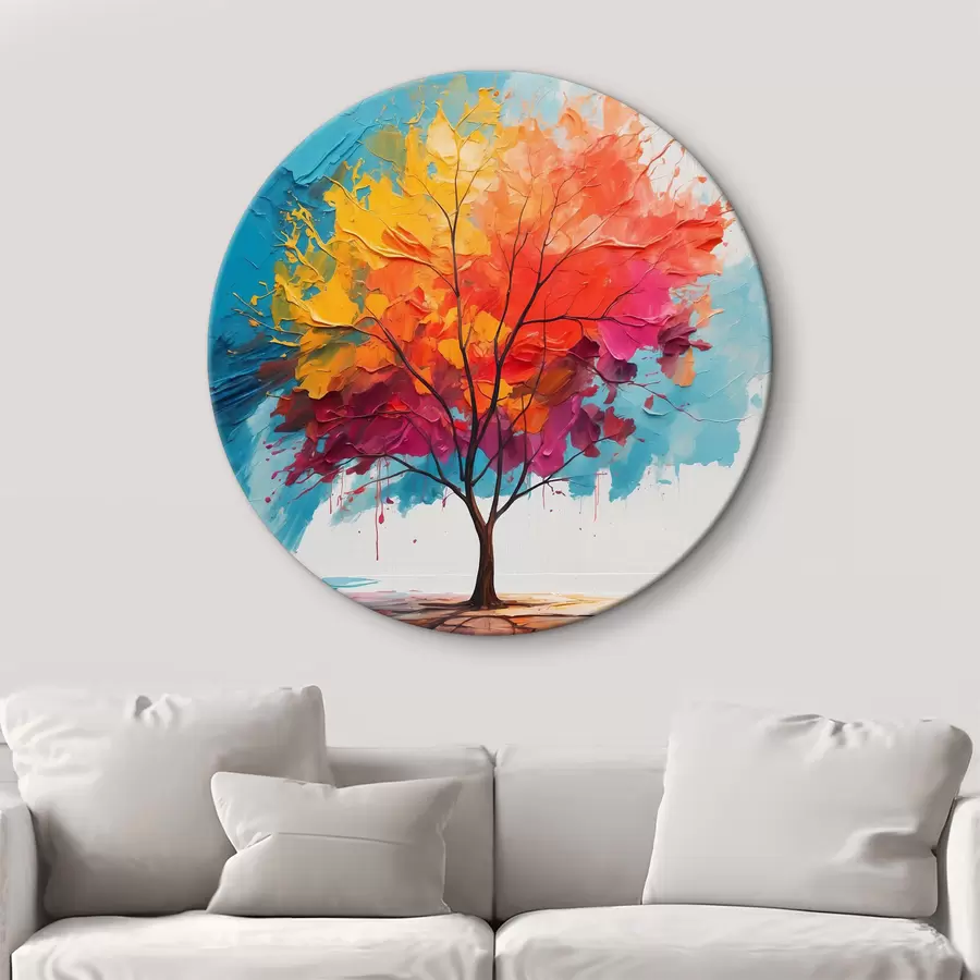 Glezna Abstrakts daudzkrāsains koks uz ezera r40455