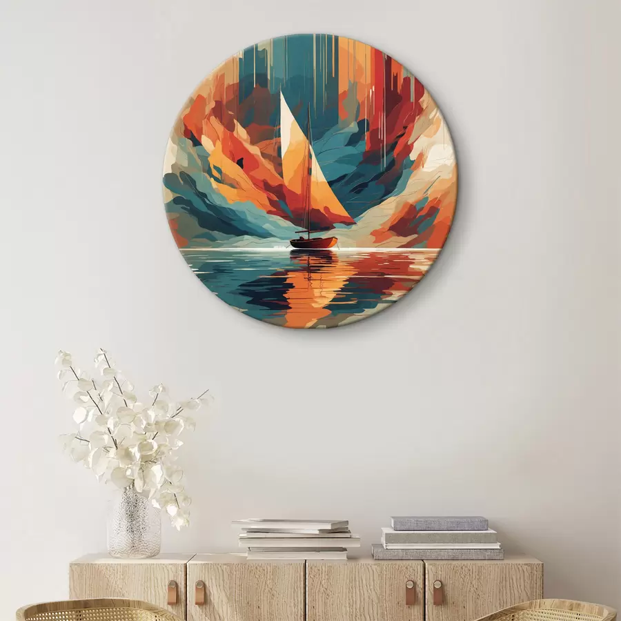 Fototapetes Laiva uz ezera vektorgrafikā r40462