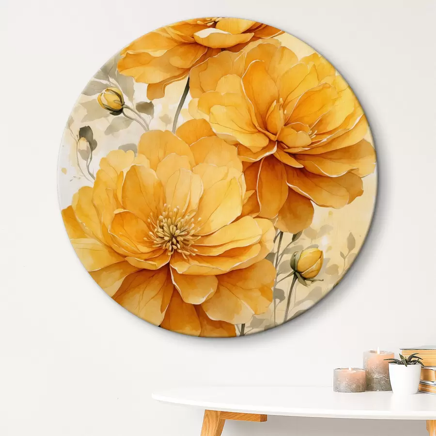 Glezna Dzelteni ziedi uz izplūduša fona r40482