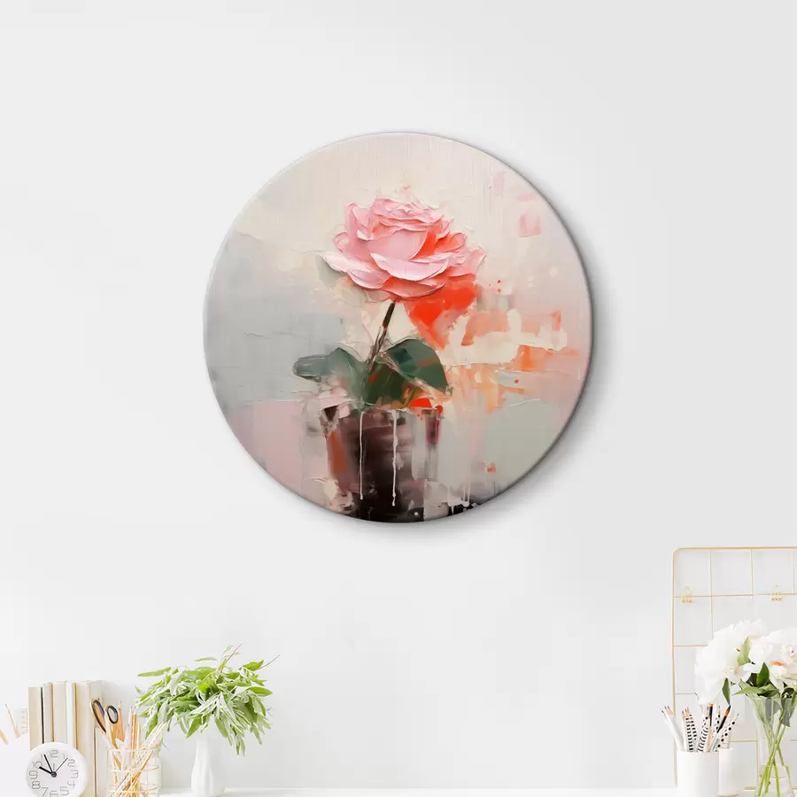 Glezna Abstrakta roze vāzē, pelēka, rozā, sarkana r40515