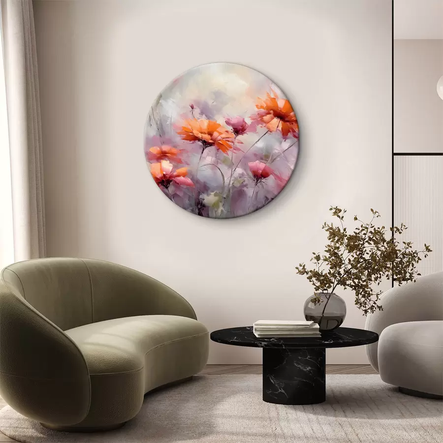 Glezna Abstraktie ziedi, otas triepienu imitācija, sarkans, pelēks, violets, oranžs r40528