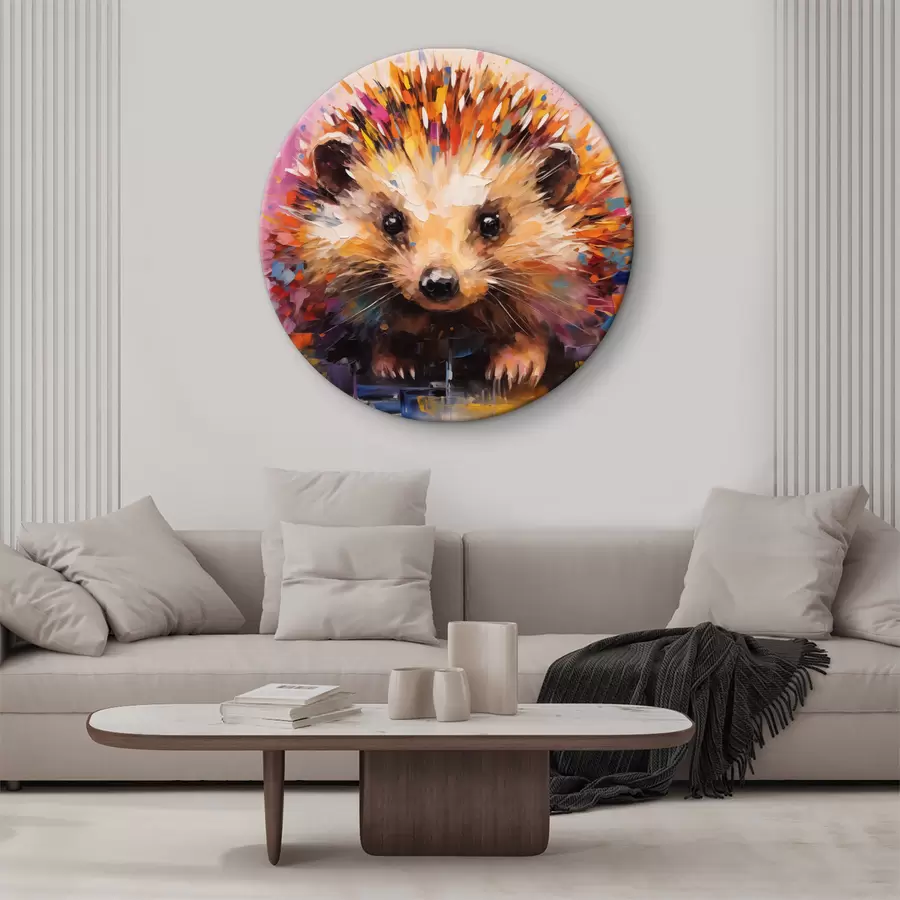 Fototapetes Eža portrets spilgtās krāsās: dzeltenā, violetā, zilā, oranžā, brūnā krāsā r40532