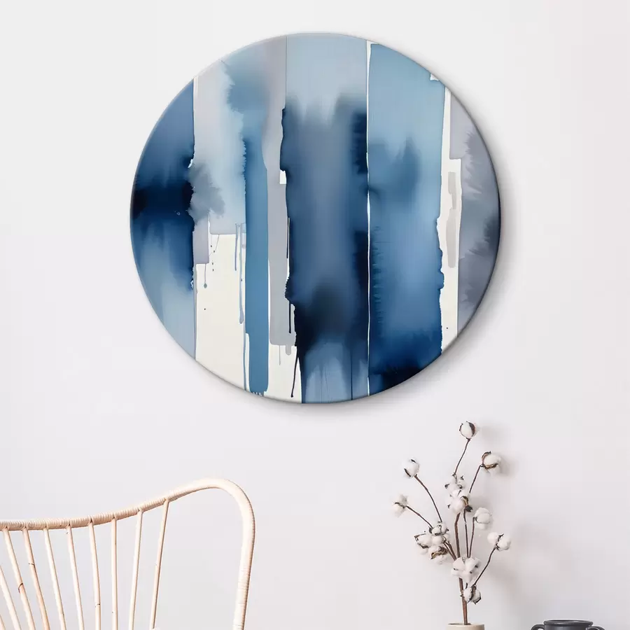 Glezna Augsti, abstrakti akvareļa triepieni miglainā, zilgana kompozīcijā r40564