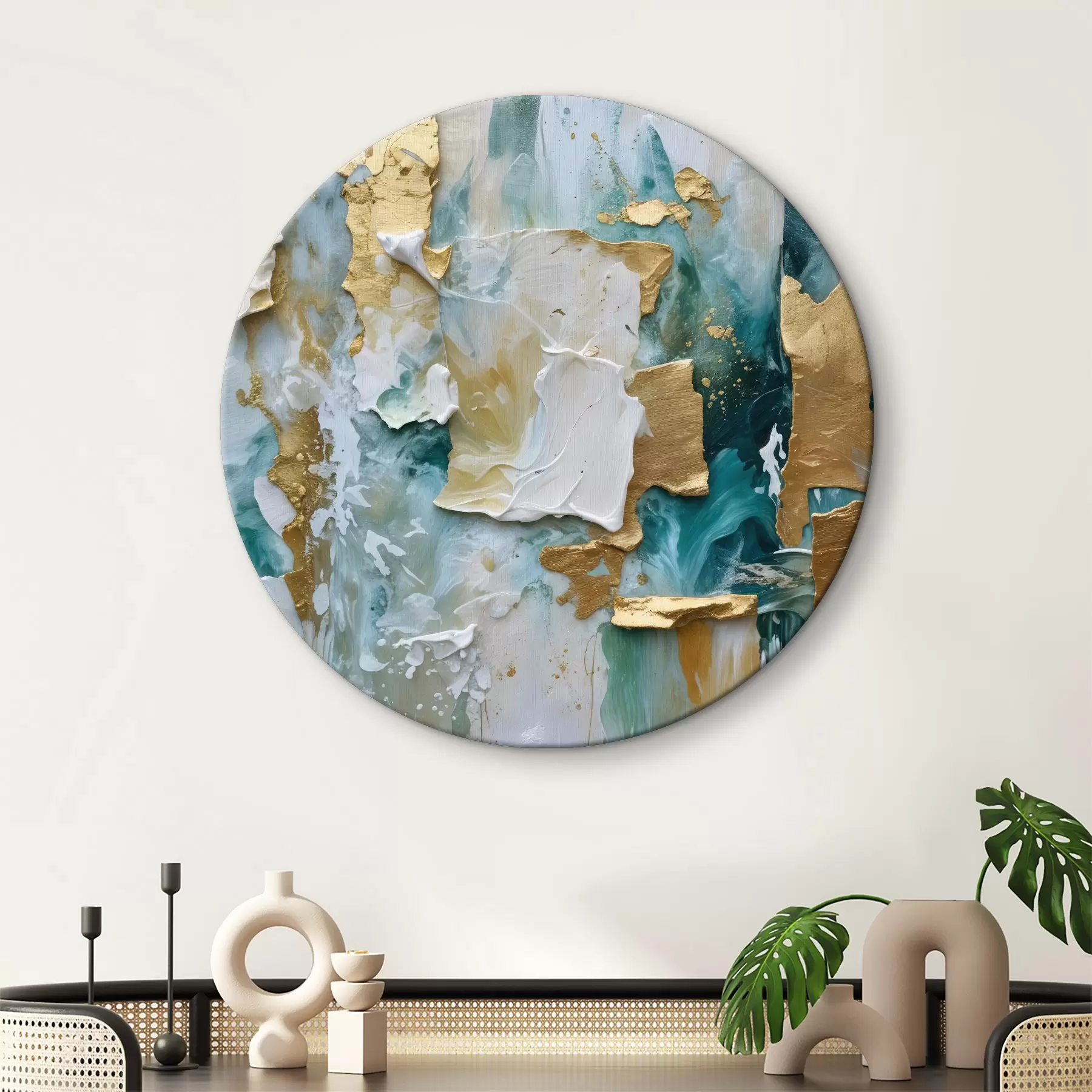 Glezna Krāsas lobīšanās ar baltas, zilas un dzeltenas krāsas slāņiem rada abstraktu, fakturētu apdruku r40577