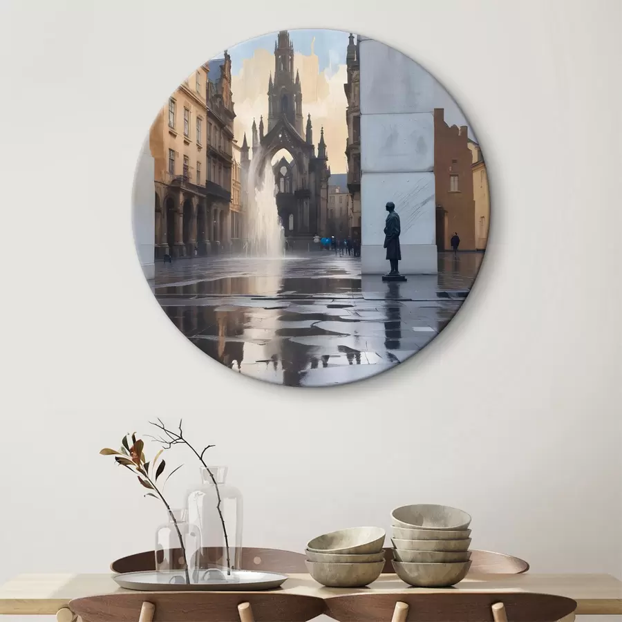 Glezna Fonā paceļas viduslaiku katedrāle ar gotikas arhitektūru, kuras smailes stiepjas debesīs r40611