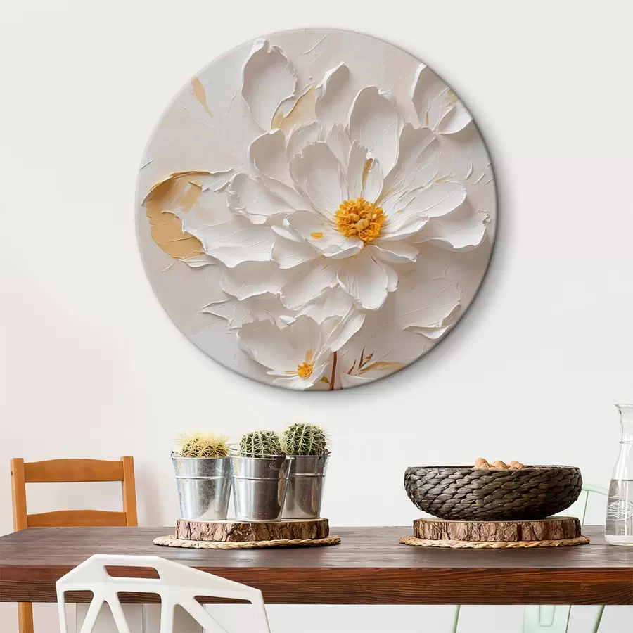 Fototapetes Balts zieds eļļā ar brūnu kātu r40619