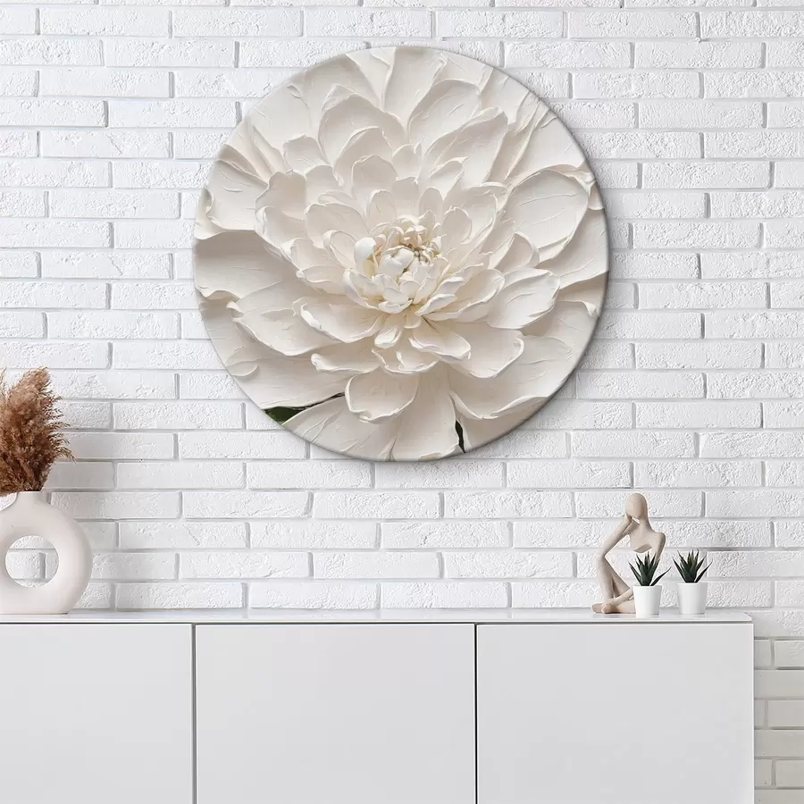 Glezna Balts zieds eļļā ar zaļu kātu r40620