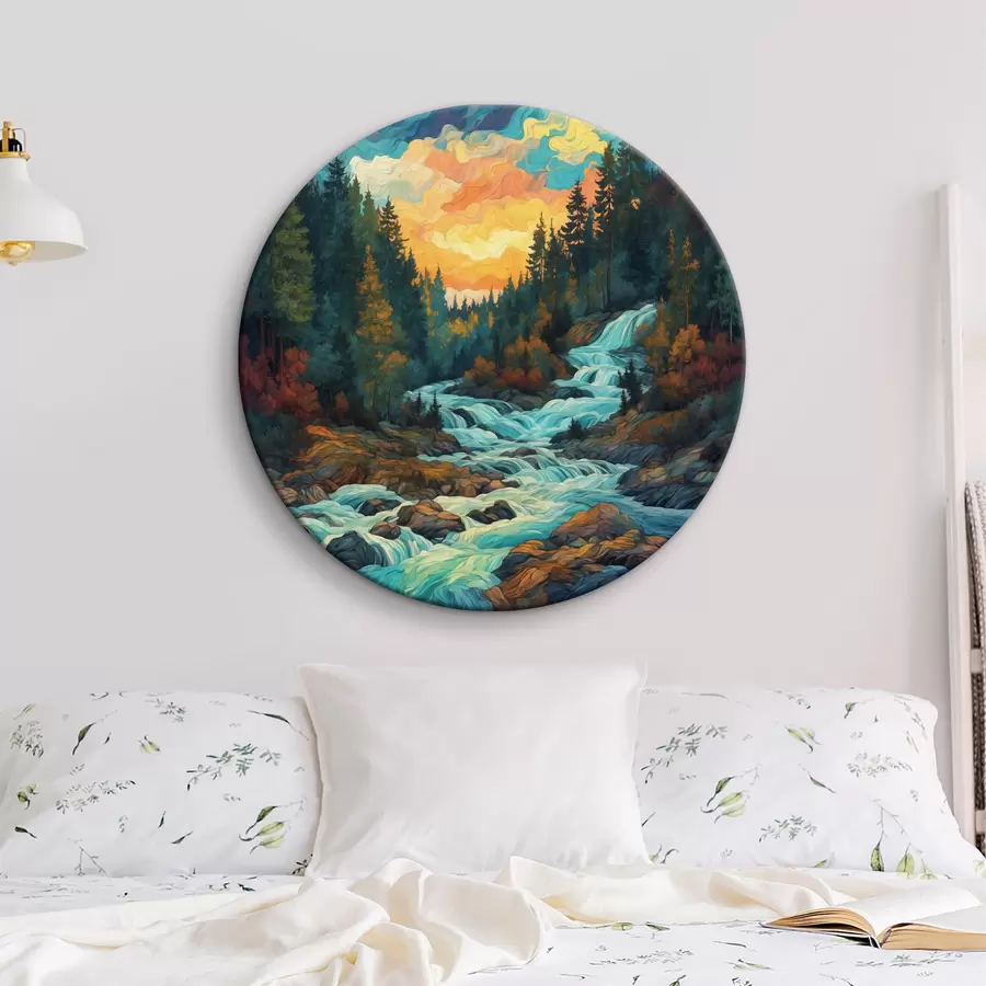 Glezna Egļu mežs un daudzkrāsainas debesis r40639