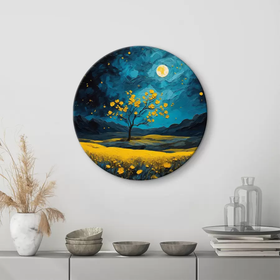 Glezna Dzeltenu ziedu lauks naktī r40643