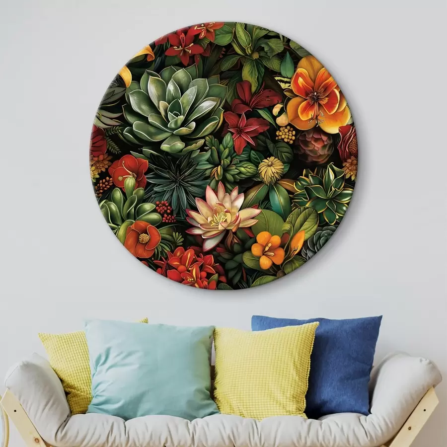 Glezna Sulīgs dārzs ar sukulentiem un tropu ziediem r40666