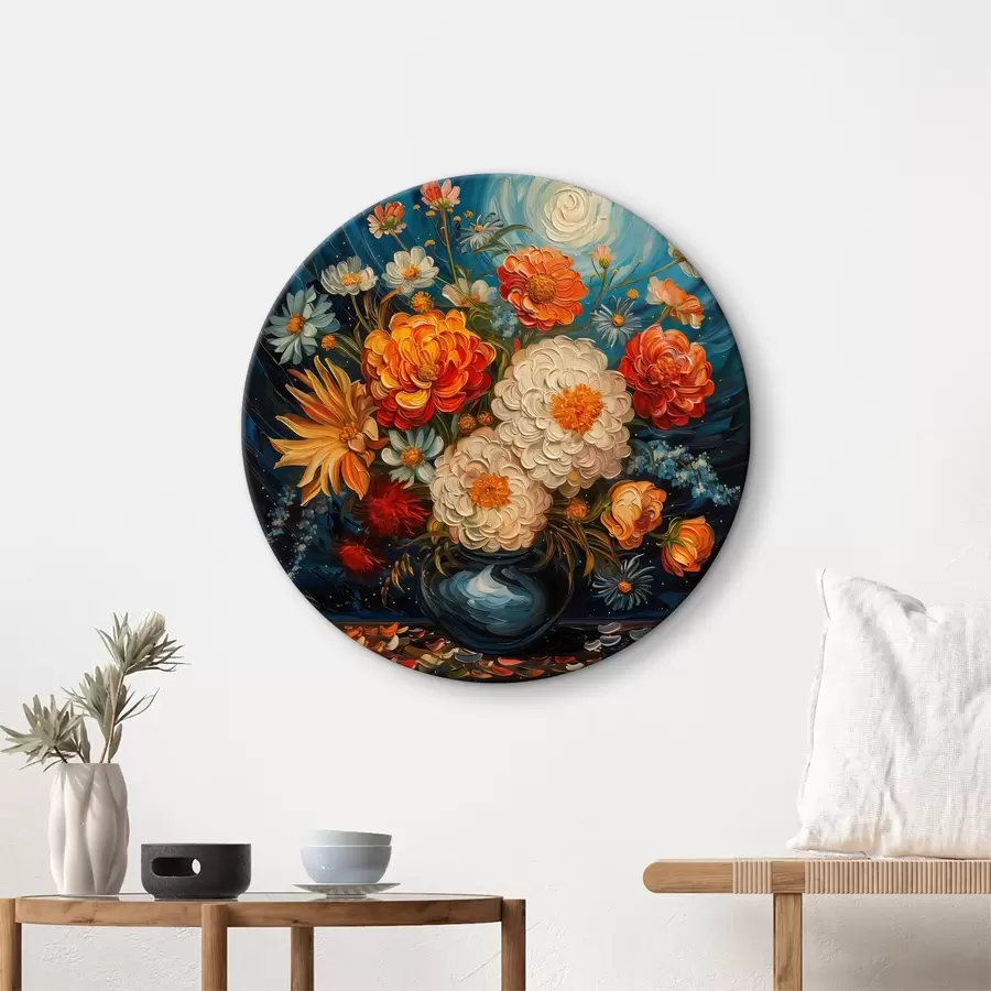 Glezna Van Goga stila ziedu kompozīcija vāzē r40671