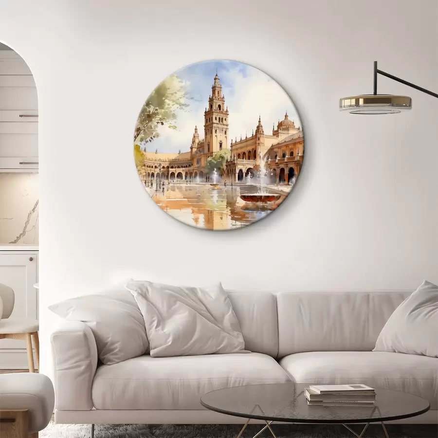 Glezna Pils laukums akvareļu pilsētā r40681