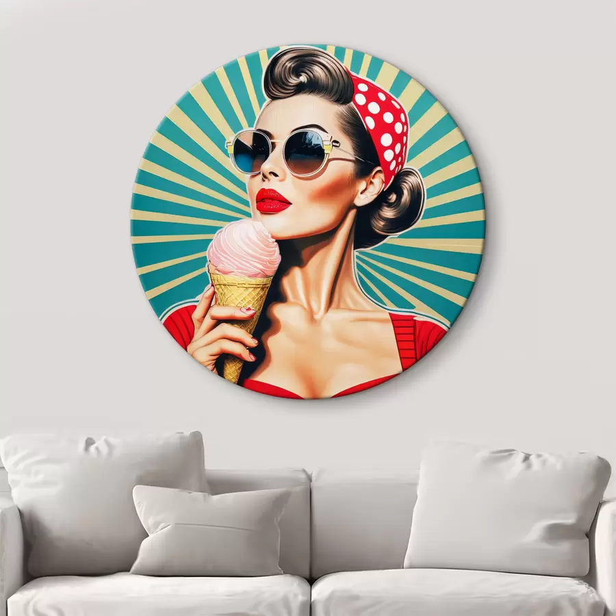Glezna meitene ar saldējumu, pop art, pin-up, retro r40718