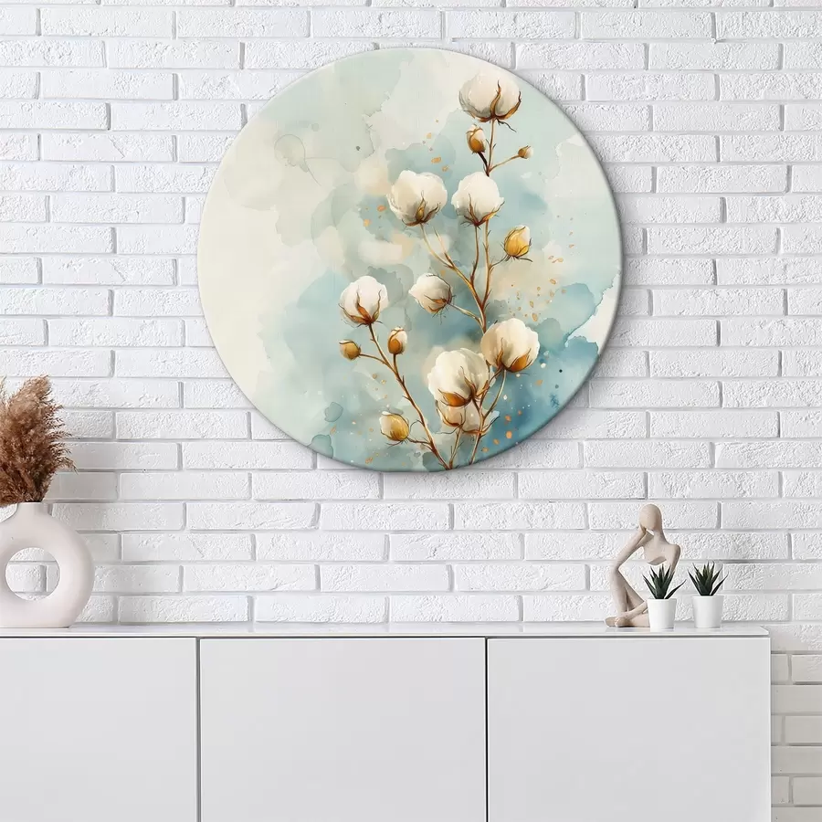 Fototapetes Kokvilnas zariņš uz akvareļa fona r40780