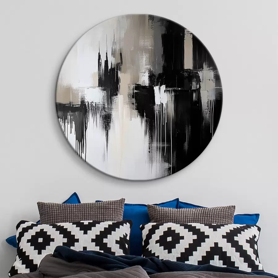 Glezna Abstrakcija melnos un bēšos toņos r40794