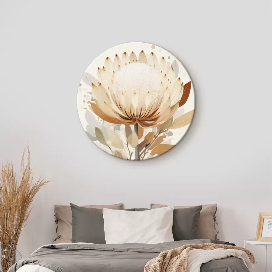 Glezna Zieds maigā smilškrāsu krāsu paletē, ziedu abstrakcija r40818