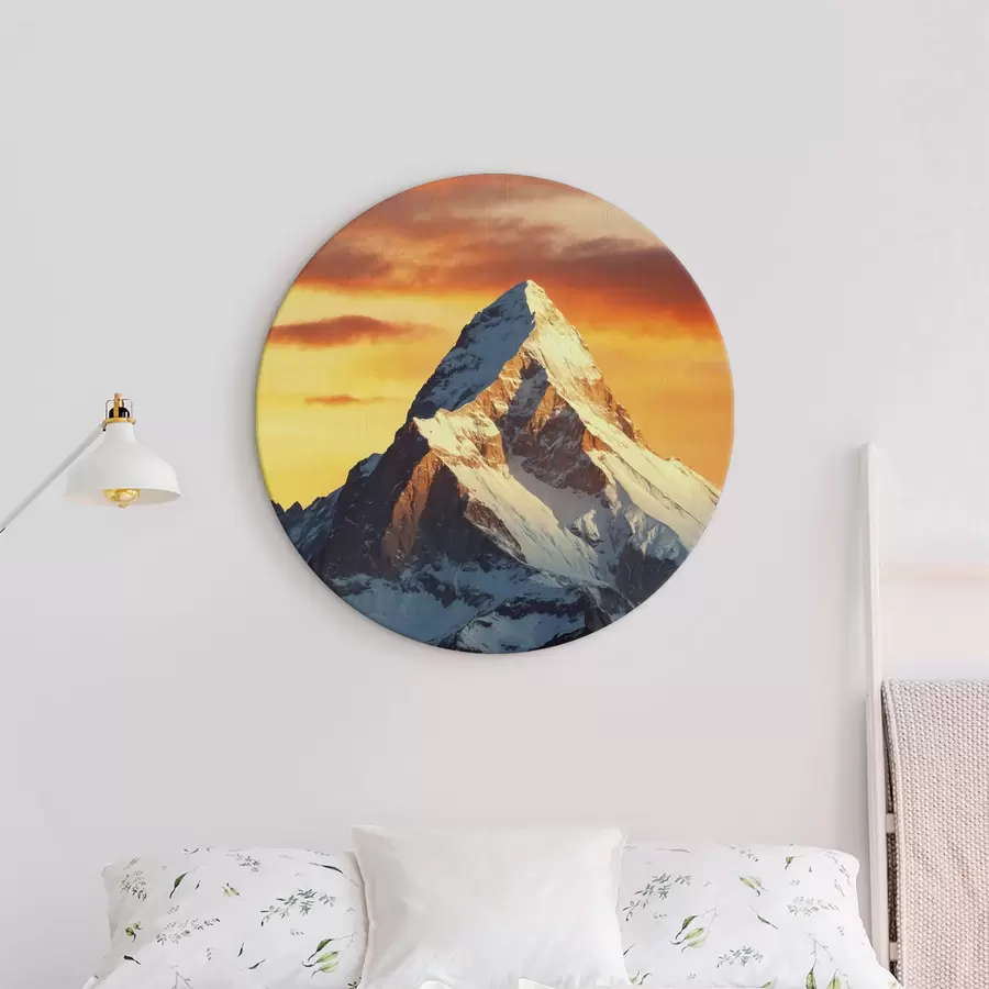 Glezna Sniegots kalns un oranžās debesis r40852