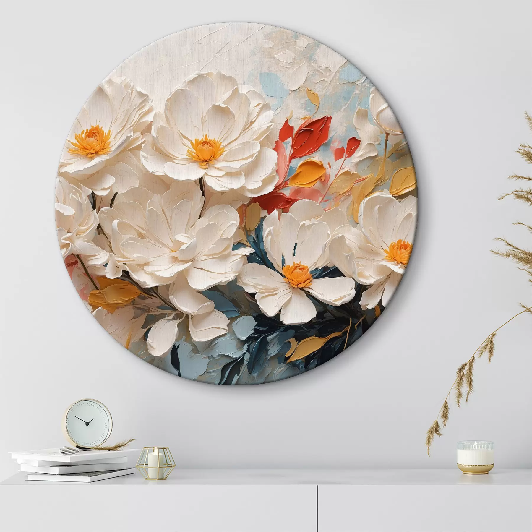 Glezna Abstraktie baltie ziedi eļļā r40862