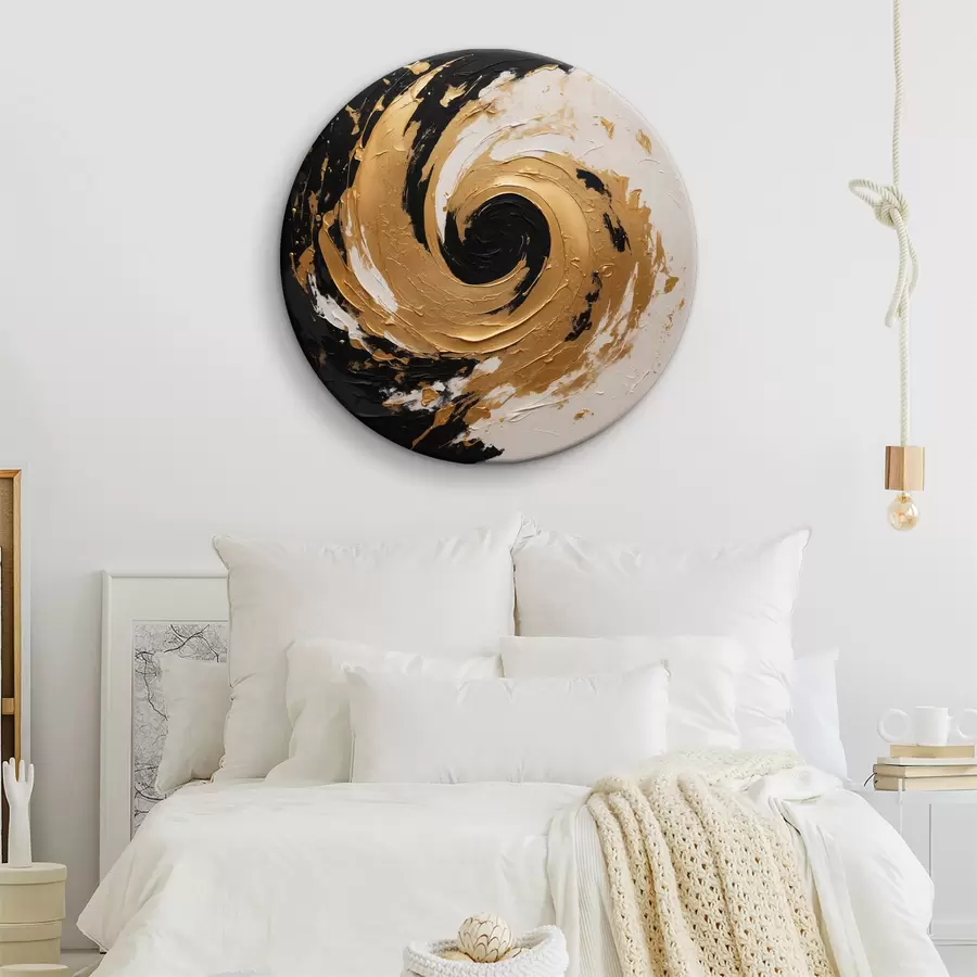 Fototapetes Abstraktā eļļas glezna ar melnu un dzeltenu virpuli r40864