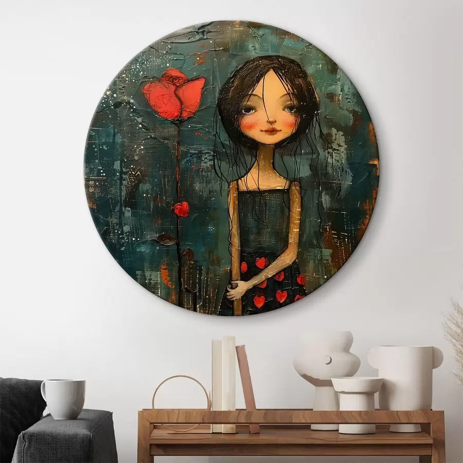 Glezna Meitene ar ziedu r40897