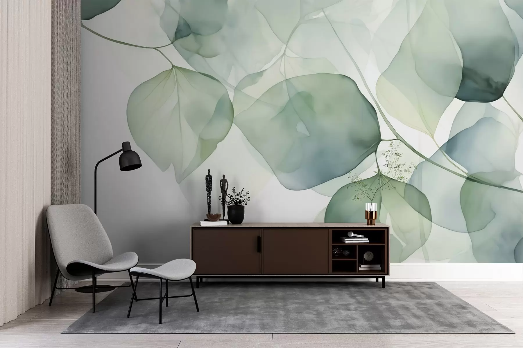 Fototapetes Lapas liela abstrakta akvareļa imitācija w02725