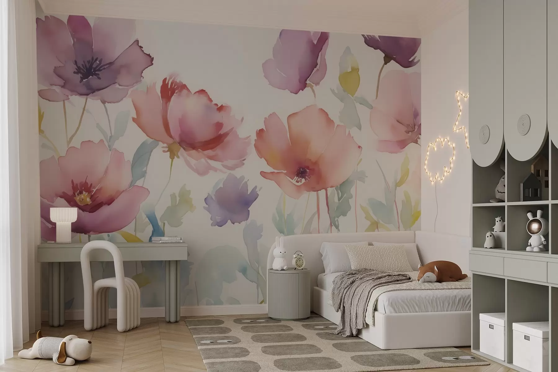 Fototapetes Spilgtas ziedu imitācija izplūdušā akvarelī w02728