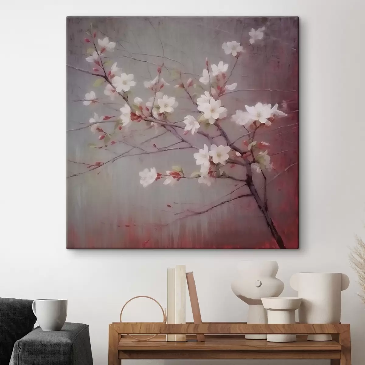 Glezna Zariņš ar baltiem ziediem s42339