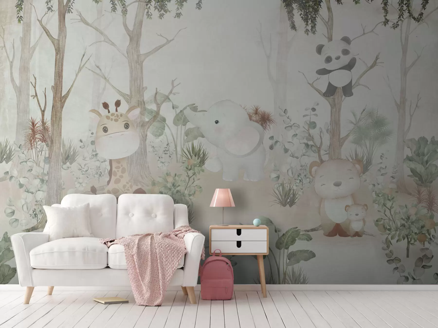 Fototapetes Burvīgi dzīvnieki, kas pēta mierīgu mežu u73879