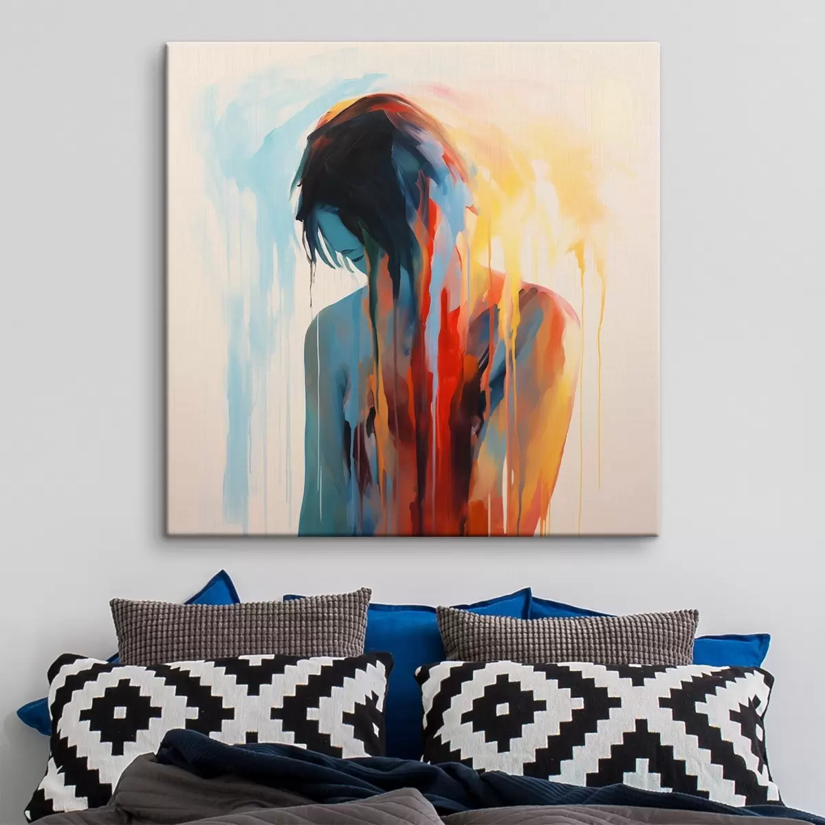 Glezna Meitenes siluets ar krāsām s42382